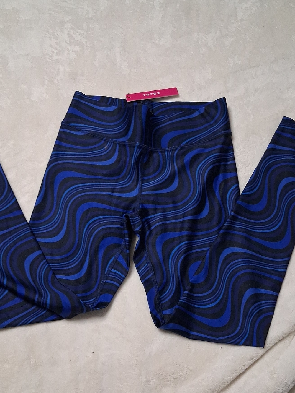 Terez Royal Blue & Black Wave Print Leggings